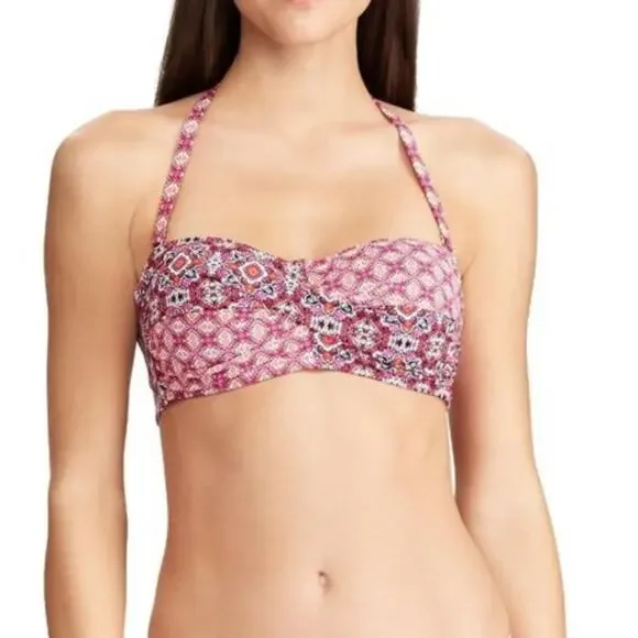 0257 NWT LAUREN Ralph Lauren PINK BANDEAU BIKINI TOP - Picture 2 of 8